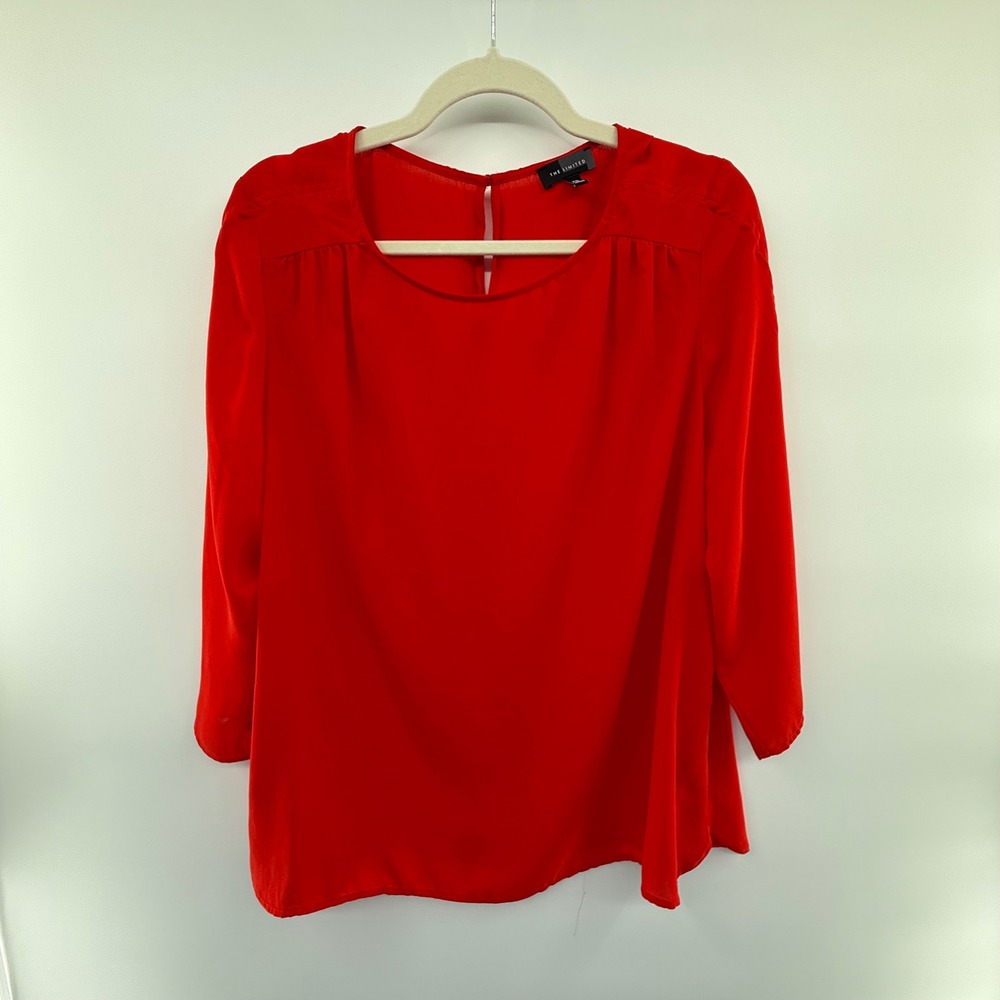 The Limited Red Blouse‎ Size XXL Sheer Sleeve Work Top Career Holiday Blouse